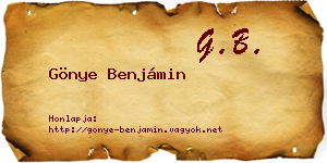Gönye Benjámin névjegykártya